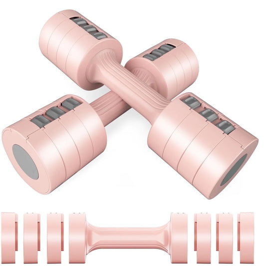 Versatile Pink 4-in-1 Adjustable Dumbbell Set for Women - 2 Count, Weights Up to 5 lbs